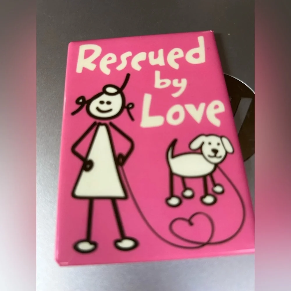 Rescued by Love kitchen magnet